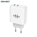 Chargeur Secteur CONNECT (2x Type-C) 45W Blanc